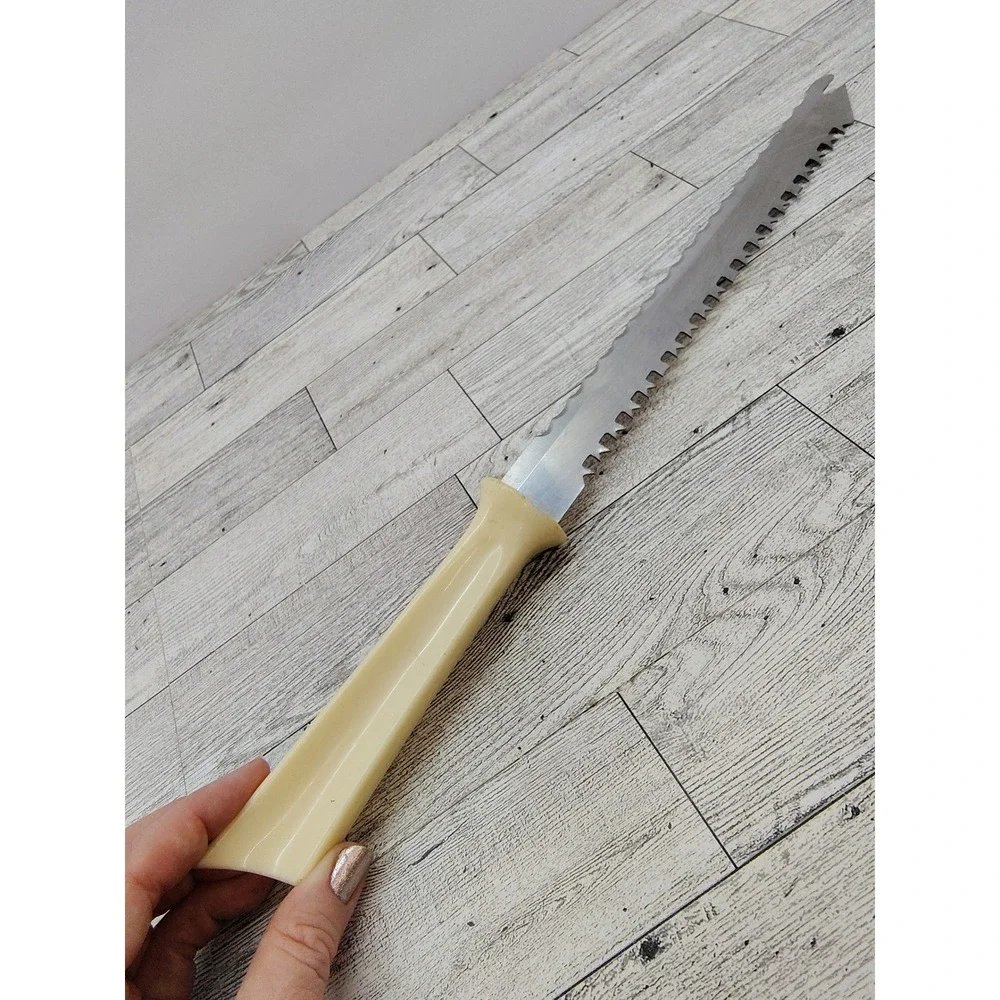 Vintage‎ Quikut Quikkle Stainless Double Sided Carving Knife Serrated Bakelite